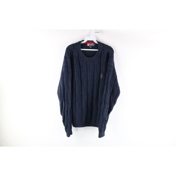 Ralph Lauren CHAPS cotton knit sweater, men's size L cotton Beige type Vintage Second Hand
